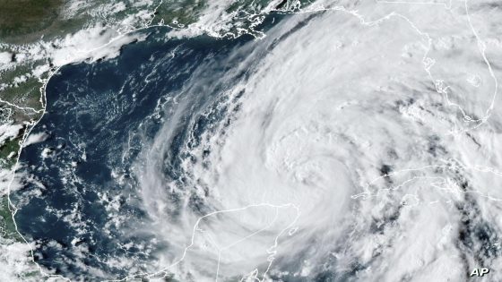 This GOES-16 GeoColor satellite image taken at 5:51 p.m. EDT and provided by National Oceanic and Atmospheric Administration (NOAA) shows Hurricane Helene in the Gulf of Mexico, Wednesday, Sept. 25 2024. (NOAA via AP)